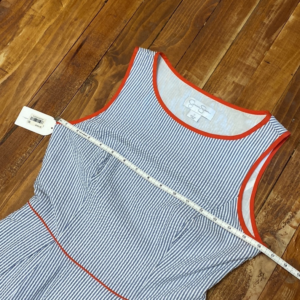New seersucker sleeveless dress - Picture 8 of 11